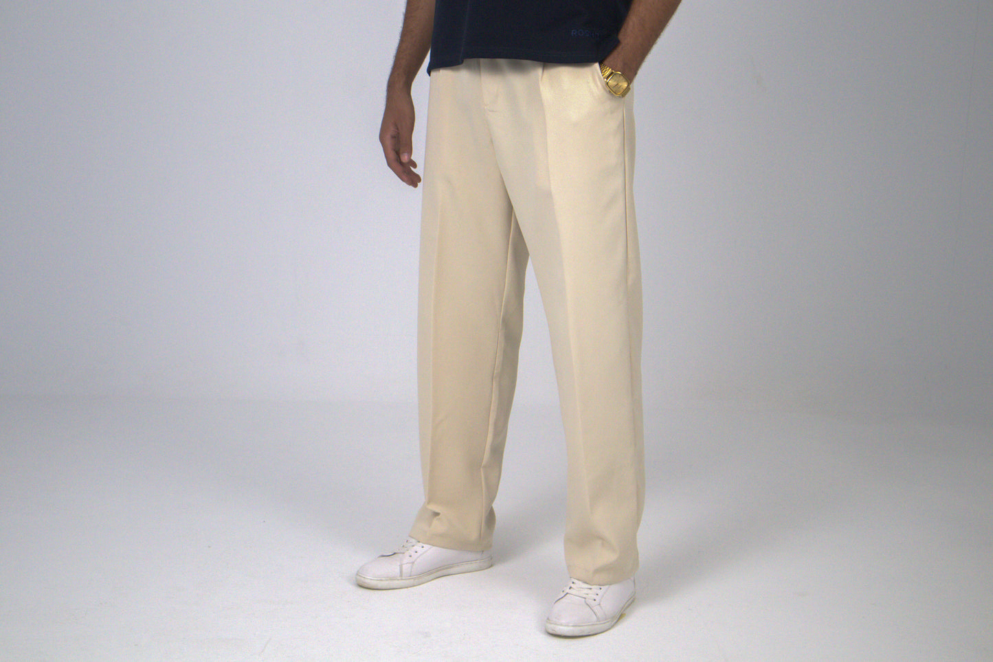 Beige Straight Fit Suit-Pant