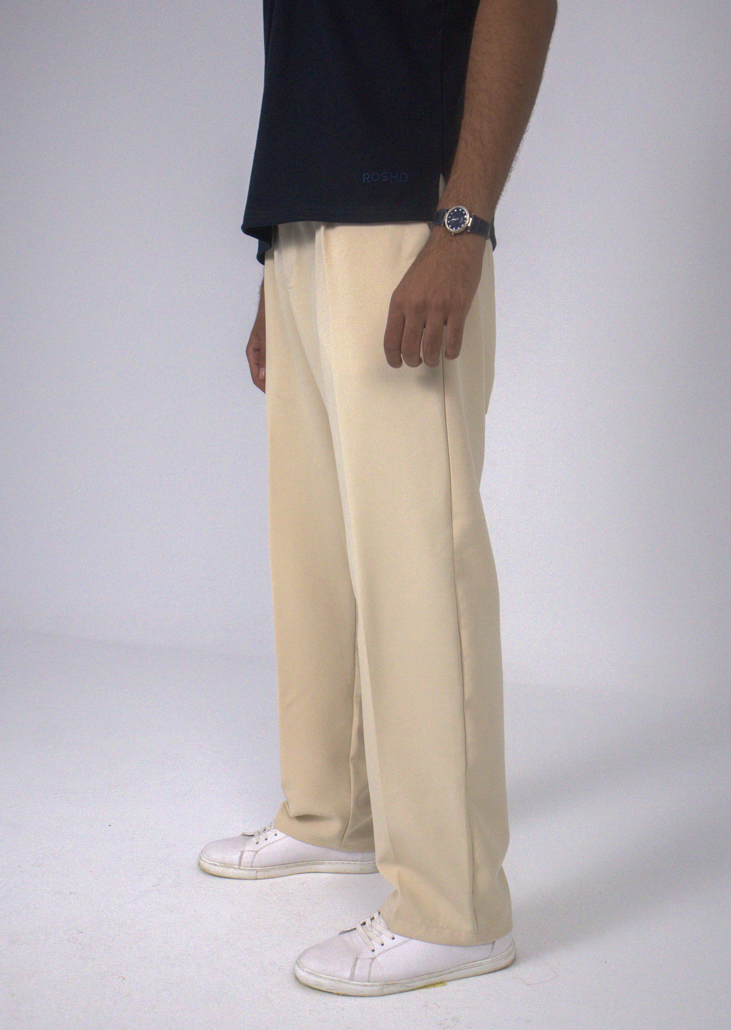 Beige Straight Fit Suit-Pant
