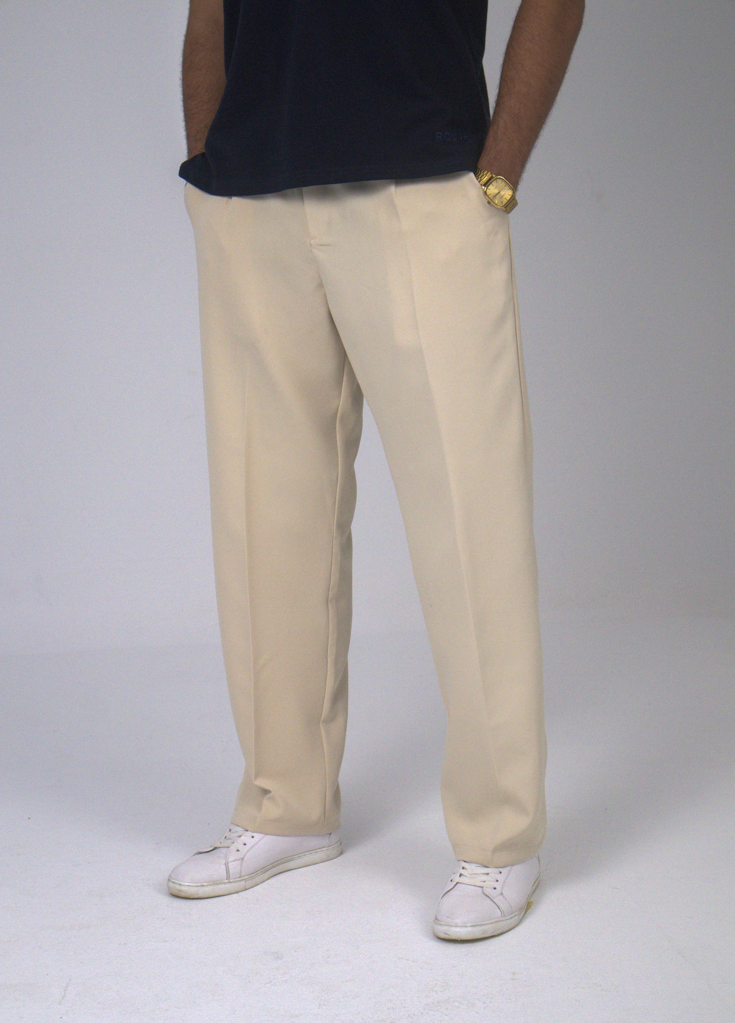Beige Straight Fit Suit-Pant
