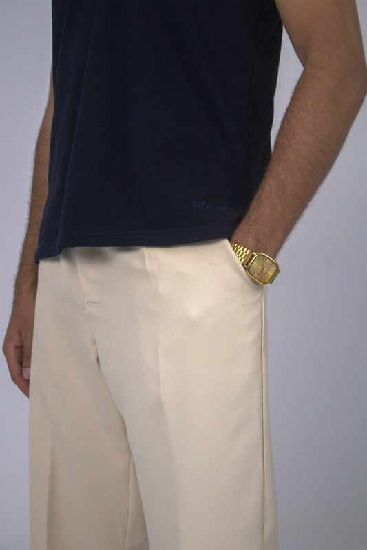 Beige Straight Fit Suit-Pant