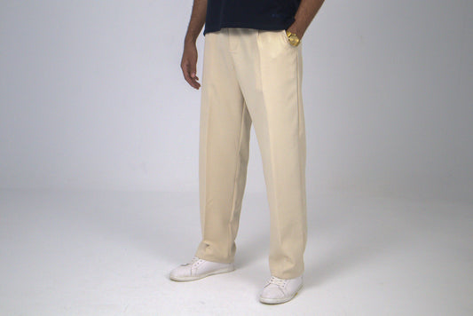 Beige Straight Fit Suit-Pant