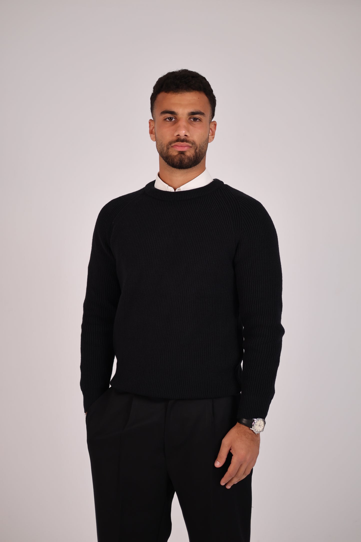 Black Round Neck Tricot Sweater