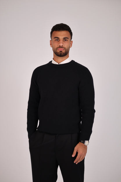 Black Round Neck Tricot Sweater