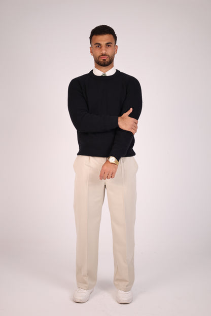 Black Round Neck Tricot Sweater