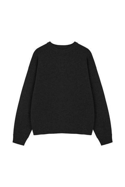 Black Round Neck Tricot Sweater