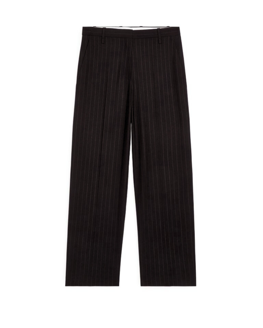 Black Straight-Fit Striped Suit Pant